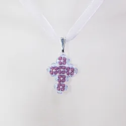 Pendant 45cm - Noga-Violet Organza - Pendant 45cm - Laiton argenté